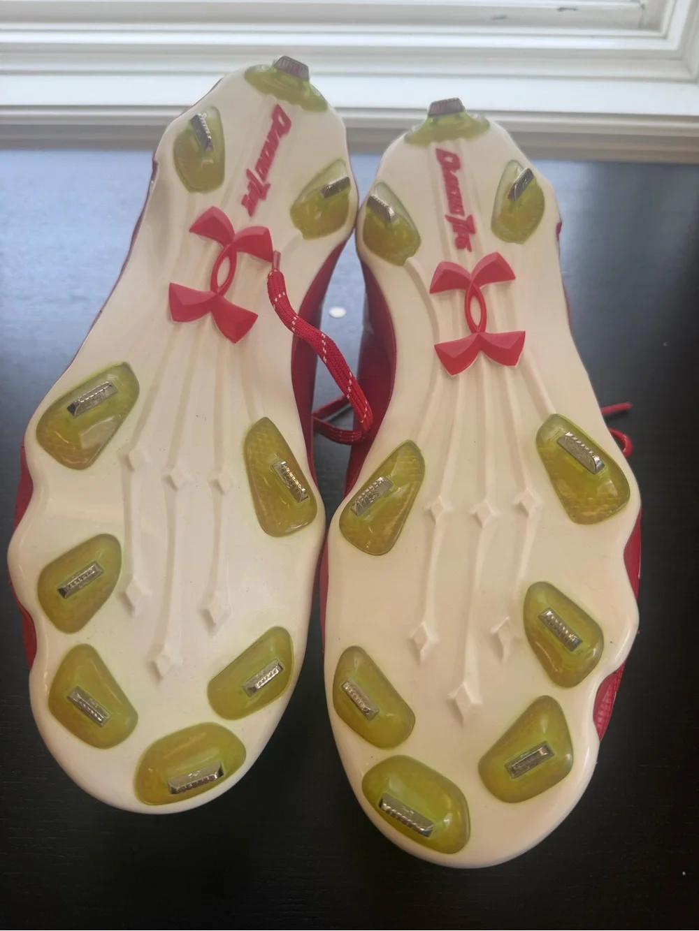 Under Armour Red and White Deception Low Metal Cleats Size 12 New Without Box